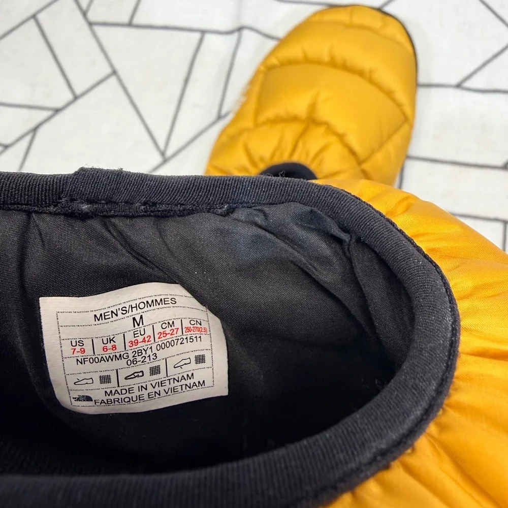 The‎ North Face ThermoBall Traction Mule V Yellow Puffer Slippers Mens M 7-9